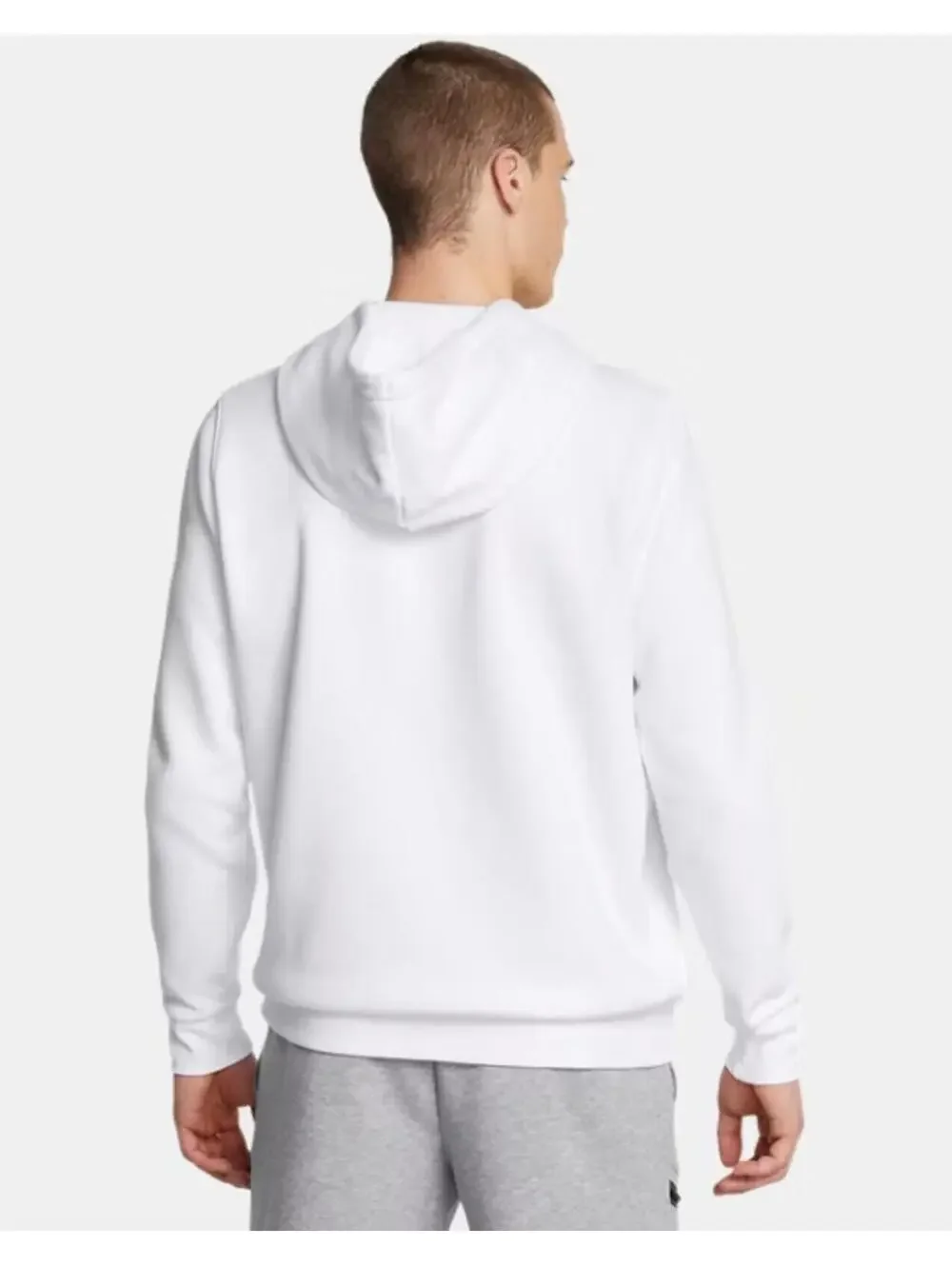 (C241) Under Armour Icon Fleece Men's Pullover Hoodie White Black Logo Large